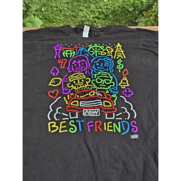All Elite Crate Best Friends Black T Shirt 3XL  AEW Orange Cassidy Neon Colors - Picture 4 of 9